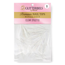 Load image into Gallery viewer, Glitterbels Clear Stiletto Nail Tips