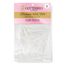 Load image into Gallery viewer, Glitterbels Clear Stiletto Nail Tips
