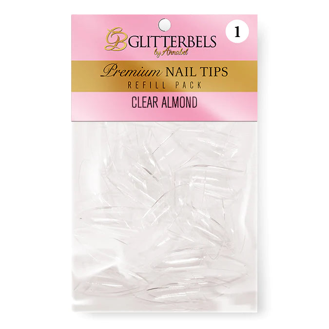 Glitterbels Clear Almond Tips
